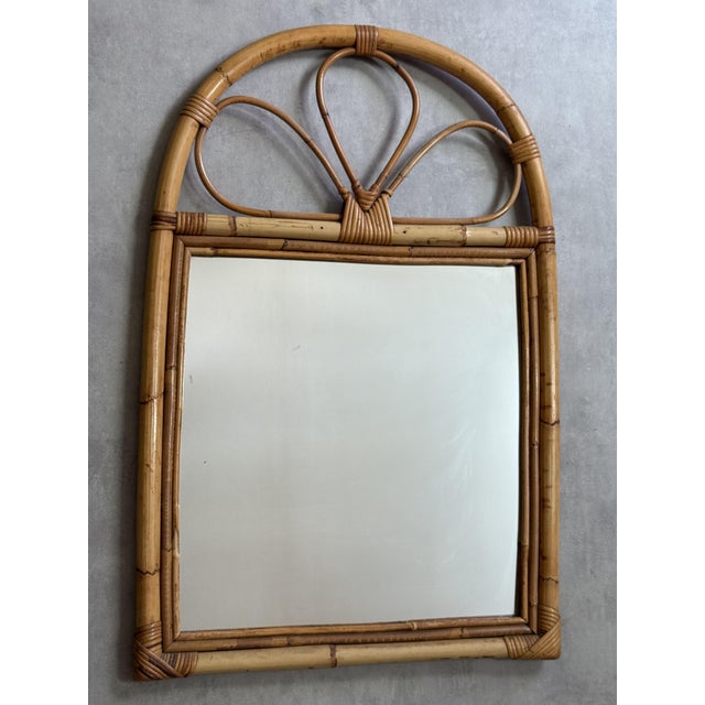 Mid-Century Modern French Rattan Mirror, 1960s For Sale - Image 3 of 7