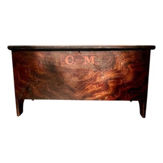 Early 19th Century American Folk Art Six-Board Blanket Chest. For Sale