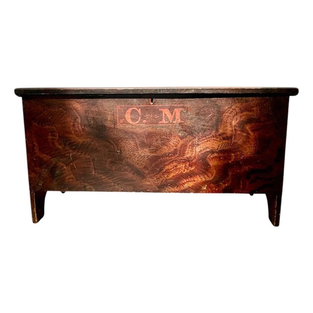 Early 19th Century American Folk Art Six-Board Blanket Chest. For Sale