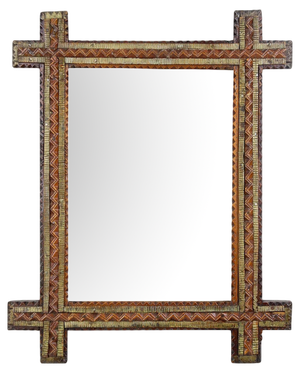 Tramp Art Wall Mirror, Austria, 1870s