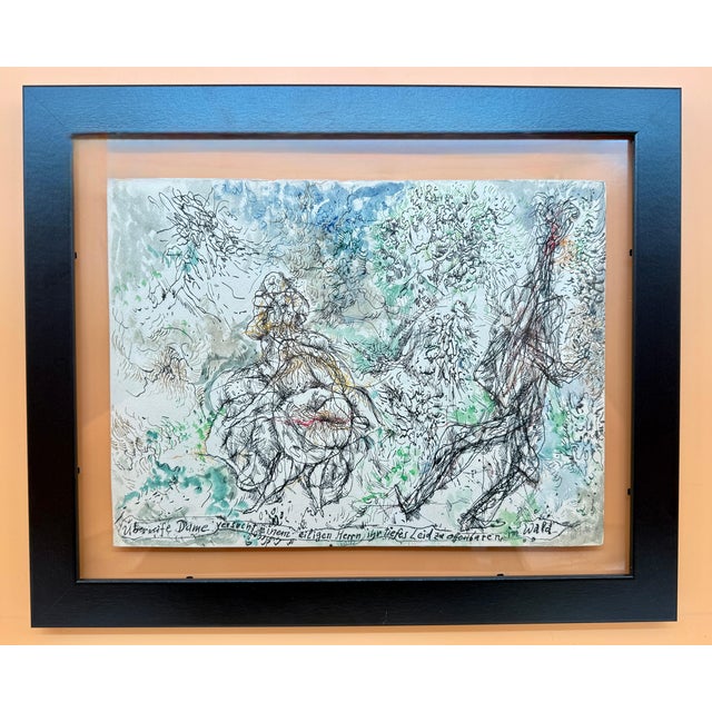 Wolfgang Felber, Figurative Drawing, 1977, Ink and Watercolour, Framed For Sale - Image 6 of 6