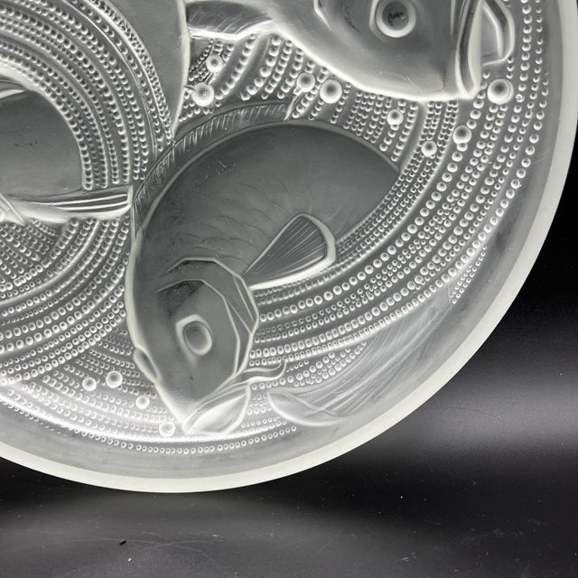 Frosted Pressed Glass Cup with Carp Fish Decoration by Pierre Davesn, 1930s For Sale - Image 4 of 18