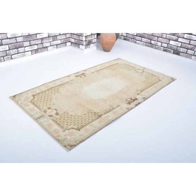 Textile 1950s Geometric Tribal Oushak Rug For Sale - Image 7 of 10