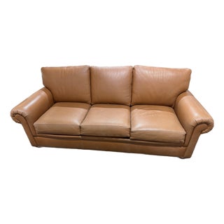 Ethan Allen Rust Leather "Conor" Sofa For Sale