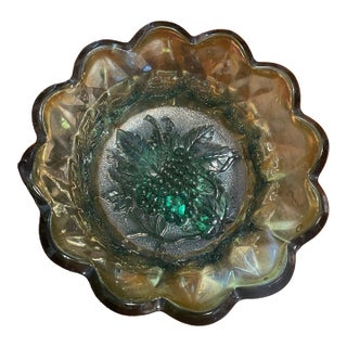 Vintage Glass Bowl Green/German Fruit Bowl Glass 1950's For Sale