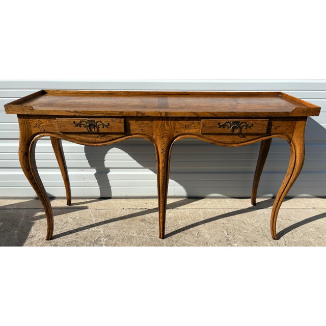 Vintage Milling Rd. Baker Furniture Co. Two Drawer Hall / Sofa Table For Sale - Image 11 of 11