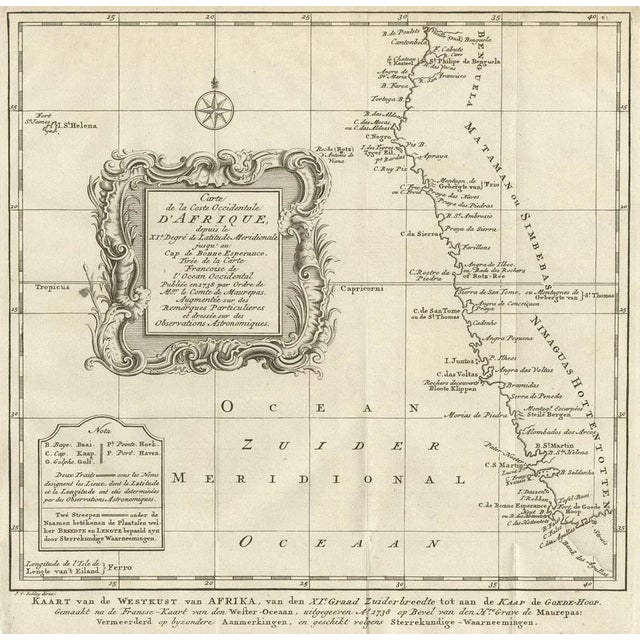 Dutch Antique Map of the West Coast of Africa, 1747 For Sale - Image 3 of 5