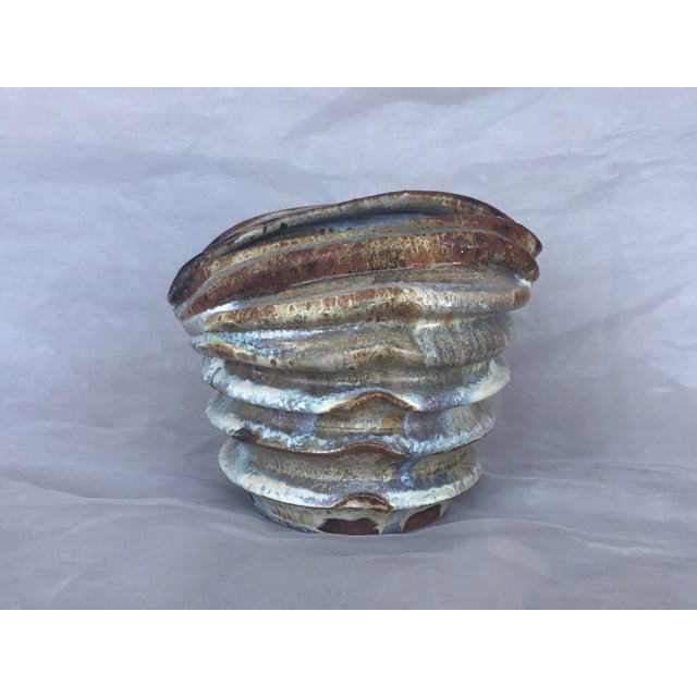 Modern Studio Art Pleated Pottery Vase For Sale - Image 13 of 13