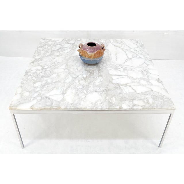 Solid Stainless Steel Marble Top 42x42 Square Mid Century Modern Coffee Table For Sale - Image 12 of 15
