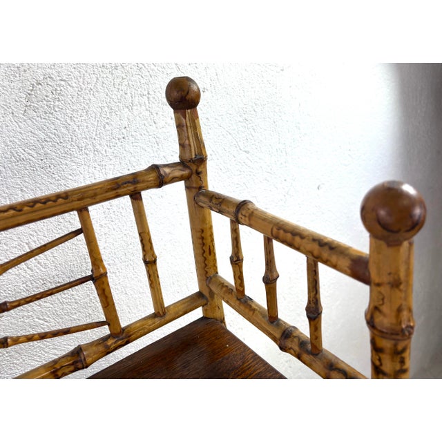 Antique Handcrafted Bamboo and Oak Etagere For Sale - Image 9 of 12