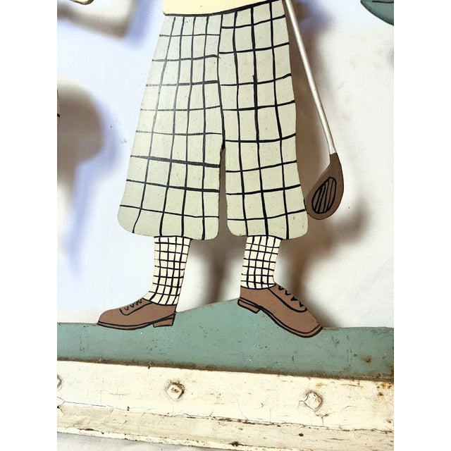 Large Hand-Cut Metal Painted Golf Sign With Knickerbocker Figures For Sale - Image 12 of 13