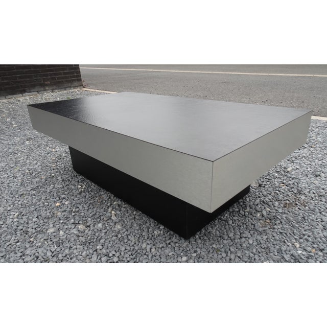 Black Minimalist Brushed Aluminium Coffee Table from Roche Bobois, 1970s For Sale - Image 8 of 18