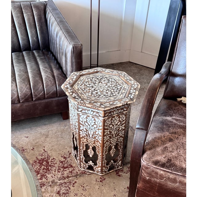 Antique Mid-19th Century Mother-of-Pearl Inlaid Octagonal Side Table For Sale - Image 4 of 8