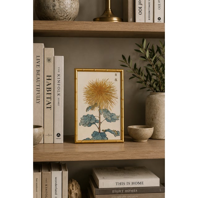 Paper Golden Mum by Hasegawa, Vintage Japanese Botanical Art Print, 12" X 18" For Sale - Image 7 of 9