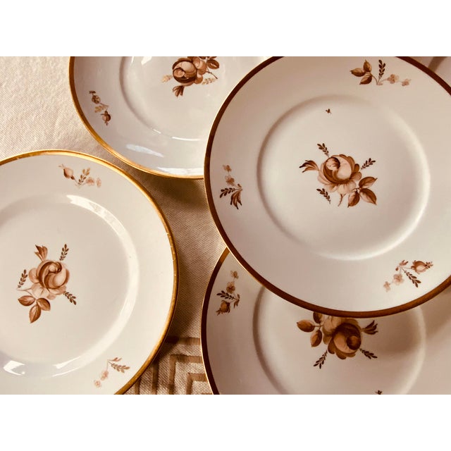 Royal Copenhagen Brown Rose Hand-Painted Porcelain Dinner Plates Set of 6 For Sale - Image 6 of 12