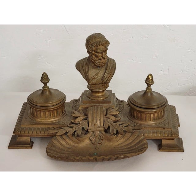 19th Century French Neo-Classical Style Gilt Bronze Desk Inkwell For Sale In Atlanta - Image 6 of 10