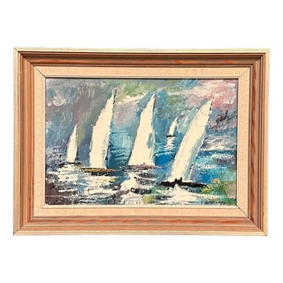 Bertil Thorell, Sailboats, 1977, Oil on Panel, Framed For Sale