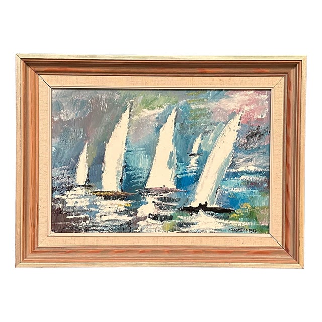 Bertil Thorell, Sailboats, 1977, Oil on Panel, Framed For Sale