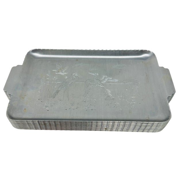 1930's Metal Serving Trays Herons in Their Natural Habitat a Set of 10