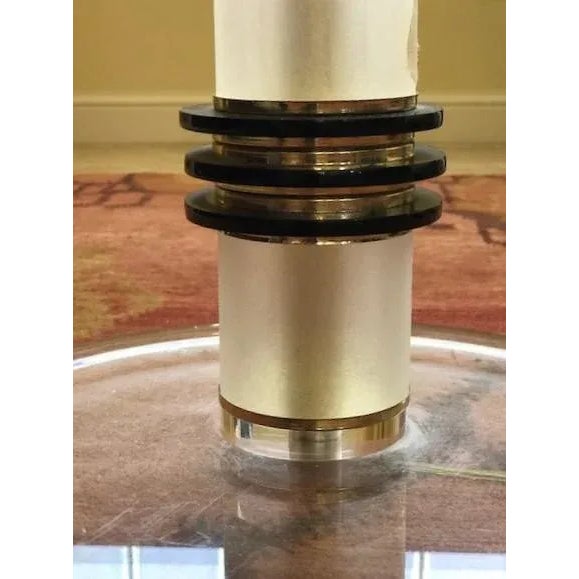 1960s Vintage 1960's Mid Century Modern Brass and Lucite Bauer Torchiere Floor Lamp For Sale - Image 5 of 9