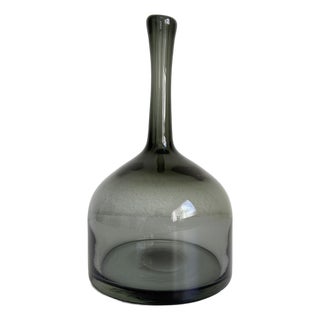 Smoked Glass Bottle Vase, Mid 20th Century For Sale