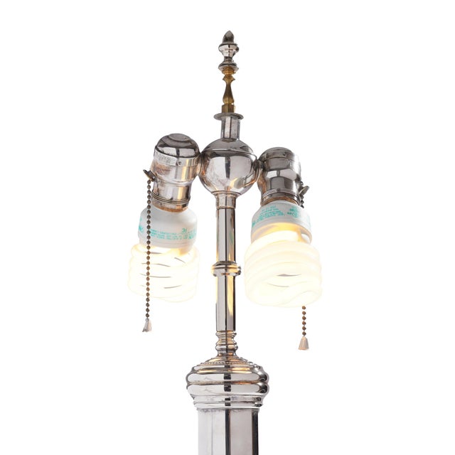 English Victorian Doric Column Silver-Plated Table Lamp, C. 1850-60 For Sale In Chicago - Image 6 of 7