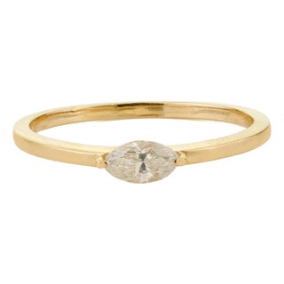 Modern Marquise Cut Diamond Solitaire Ring Size 8 in 14k Yellow Gold For Sale