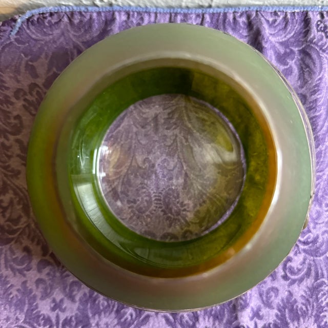 Vintage Green Glass and Metal Artist Signed Vase For Sale - Image 9 of 10