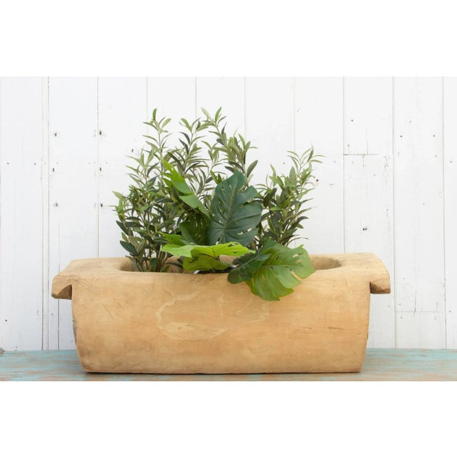 Large Farmhouse Bleached Wood Planter For Sale - Image 10 of 11