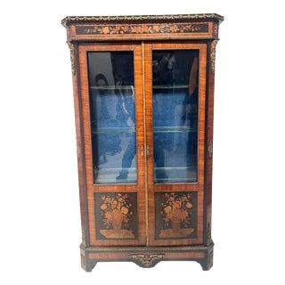 19th Century Napoleon III Display Cabinet in Veneer and Marquetry For Sale