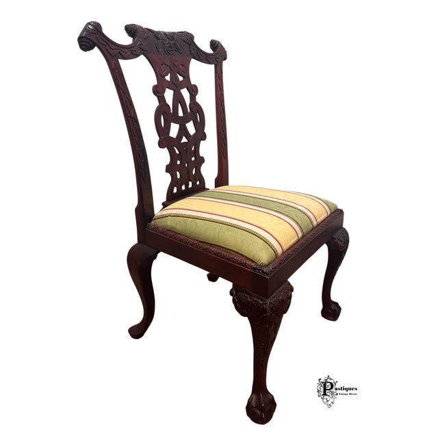 Thomas Chippendale Vintage Chippendale Style Mahogany Dining / Accent Chair For Sale - Image 4 of 8