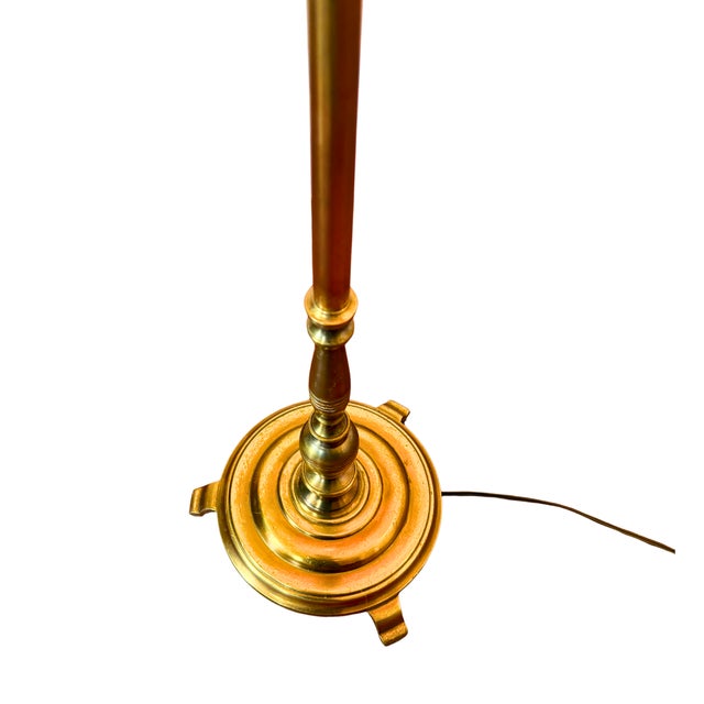 Neoclassical French Adjustable Brass Floor Lamp attributed to Maison Jansen, 1940s For Sale - Image 6 of 7