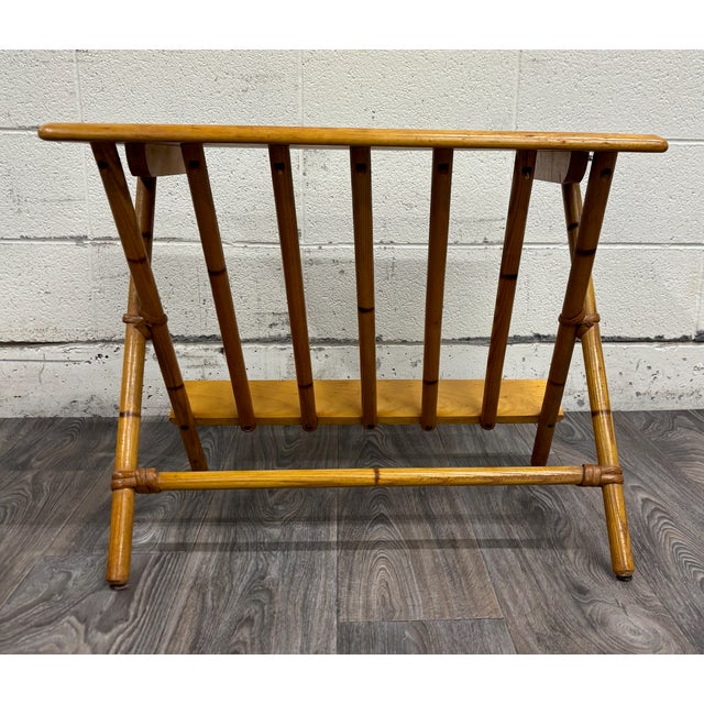 Vintage Heywood Wakefield Bamboo Style Side Table Magazine Rack For Sale - Image 9 of 9
