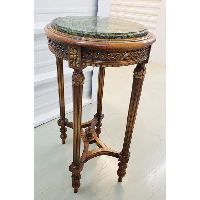 Vintage Italian Walnut and Marble Side Table Chairish