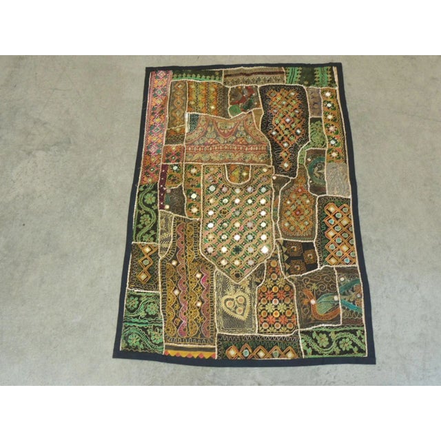Glass Indian Patchwork With Mirrors Wall Hanging or Wall Tapestry - 38 X 55 For Sale - Image 7 of 7