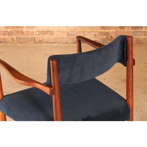 Rosewood Dining Chairs with Blue Velvet Upholstery from Robert Heritage, 1960s, Set of 6 For Sale - Image 11 of 15