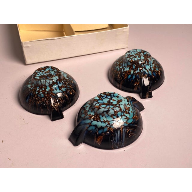 Royal Blue 1960s Mid-Century Modern Murano Blue Copper Aventurine Ashtrays & Trinket Dishes - Set of 4 For Sale - Image 8 of 9