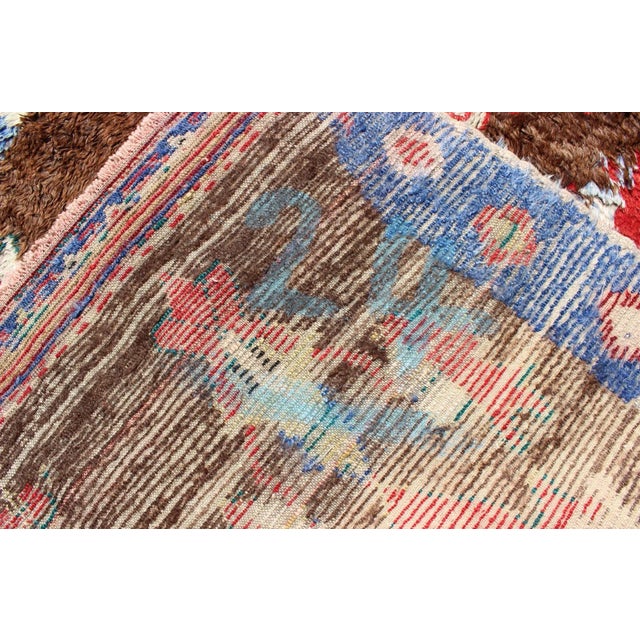 Mid 20th Century Colorful Antique Tulu Rug With Angora Wool Blend and Modern Tribal Design For Sale - Image 12 of 13