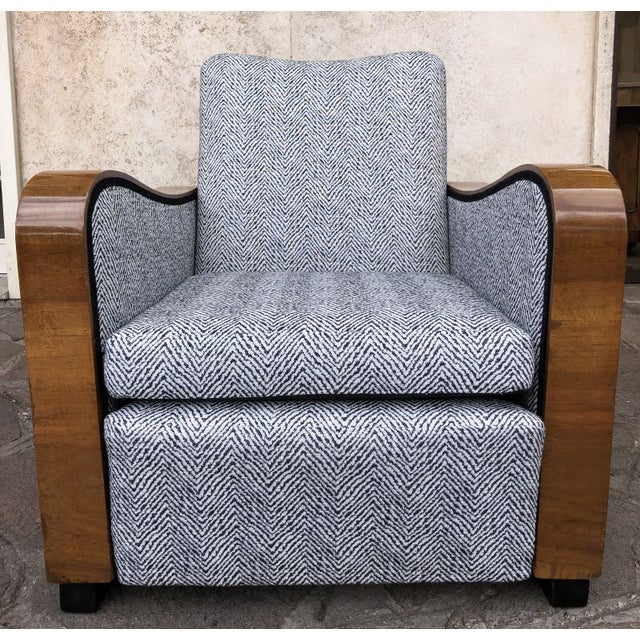 Set of Art Deco Italian Walnut Armchairs, 1940s For Sale - Image 9 of 9