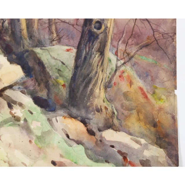 American 1914 Rocky Hillside Landscape Egbert Cadmus Watercolor Painting For Sale - Image 3 of 7