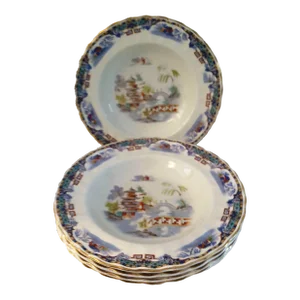 Mid-Century Chinese Porcelain Scenic Bowls, Set of 5