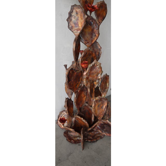 Copper and Brass Sculptural Cactus Floor Lamp For Sale - Image 4 of 7