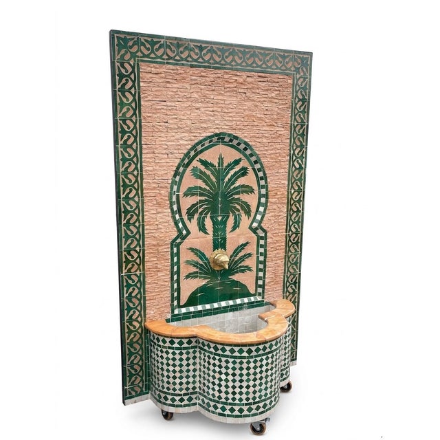 Vintage Handcrafted Marrakech Zellij Tile Wall Fountain For Sale - Image 4 of 7