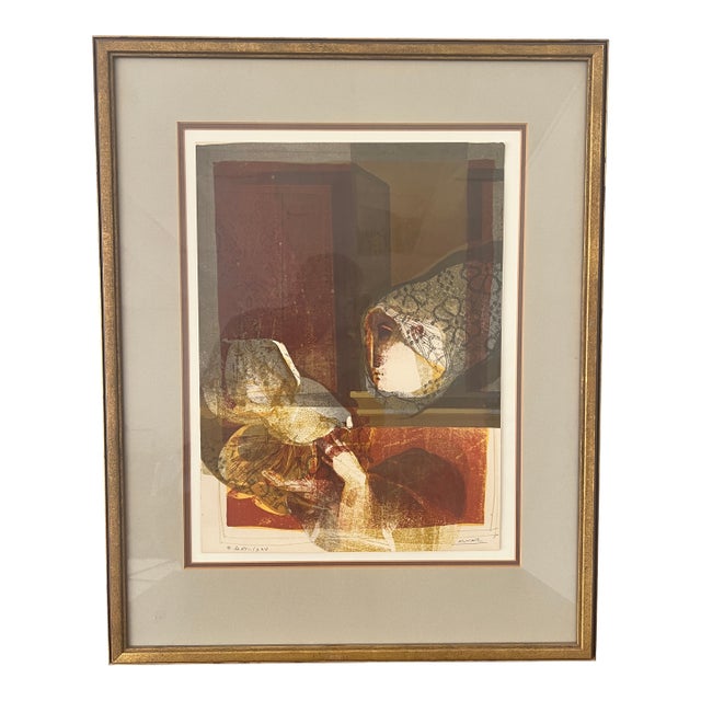 1980s Sunol Alvar “Woman Holding Dove” Signed Limited Edition Lithograph – Framed For Sale