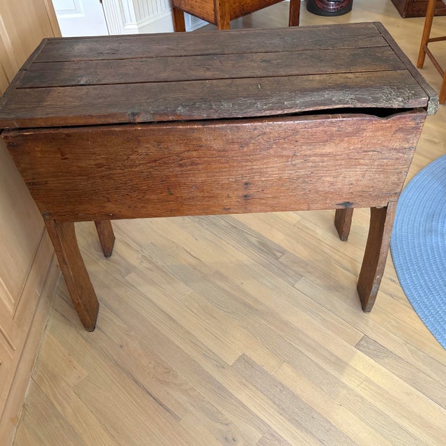 Wood Antique Early American Primitive Pine Wood Dough Box Table Circa 1750 For Sale - Image 7 of 12