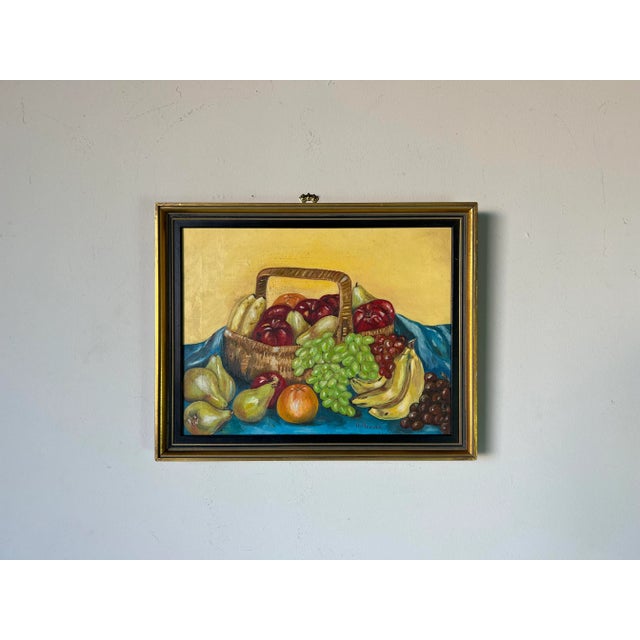 Mid-Century Modern 1970's A. Maxwell Fruit Basket - Still Life Oil Painting, Framed For Sale - Image 3 of 12