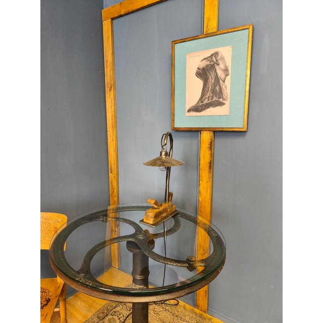 Glass Top Table with Cast Iron Industrial Iron Machine Legs, 2010s, Set of 3 For Sale - Image 13 of 18