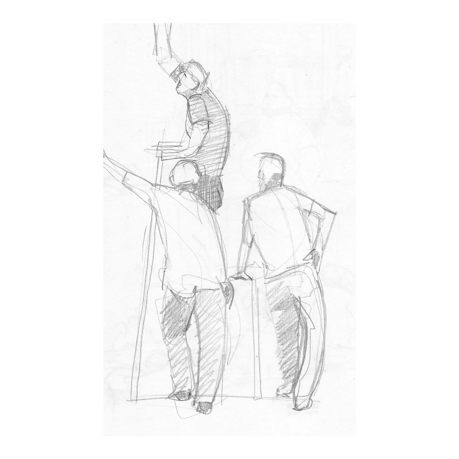 1980s John Reilly Men Working Figure Drawing | Chairish