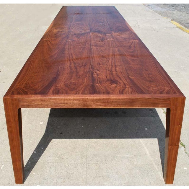 Wood Parsons Table in Bookmatched Walnut, Custom Made by Petersen Antiques For Sale - Image 7 of 11