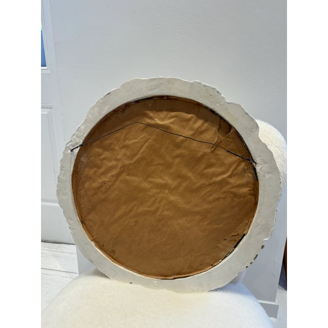 White Vintage 1976 Surrealist Mid-Century Modern Richard Etts "Hands" Round Plaster Mirror,, Unmarked For Sale - Image 8 of 8